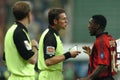 Roberto Rosetti ,Italian soccer referee, talk to Clarence Seedorf during the match